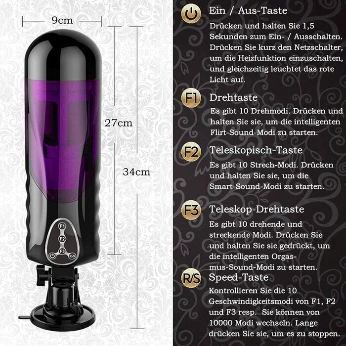 Електричний мастурбатор для чоловіків: 10 режимів, нагрів, автоматичний