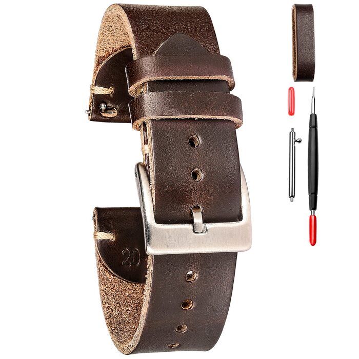 Шкіряний ремінець для годинника Horween Vintage з швидкознімним кріпленням, коричневий, 20 мм