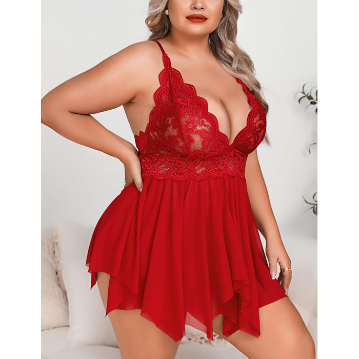 Квіткова нічна сорочка-боді Aranmei для жінок великих розмірів, червона, XXL