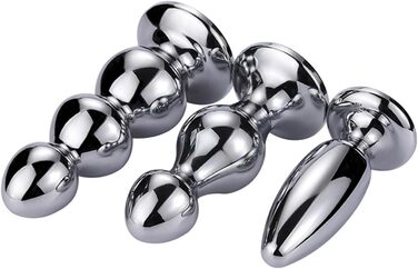 Анальний плагін з нержавіючої сталі з трьома перлами для масажу простати та сексуальних ігор. Підходить для чоловіків, жінок та пар.