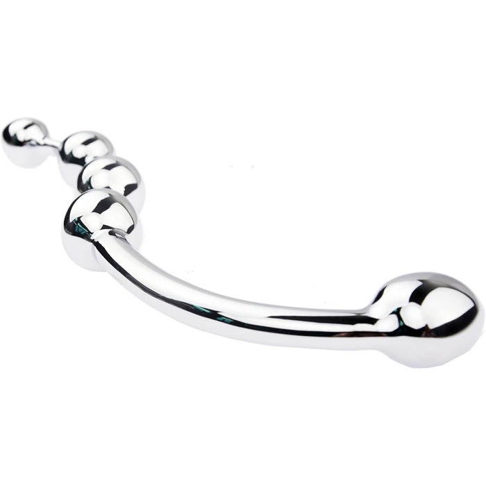 Анальний масажер з подвійною головкою HeYie - анальні перлини, вигин, сталь, для чоловіків та жінок