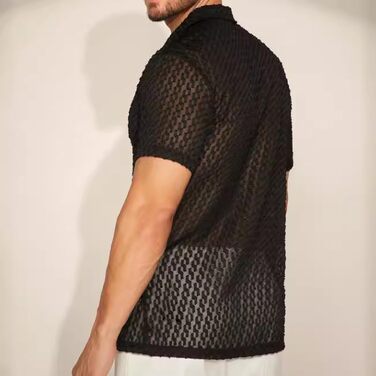 Чоловіча літня сорочка з короткими рукавами, прозора, пляжна, розмір XL