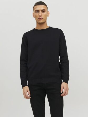 Чоловічий в'язаний однотонний светр JACK & JONES, чорний, розмір L