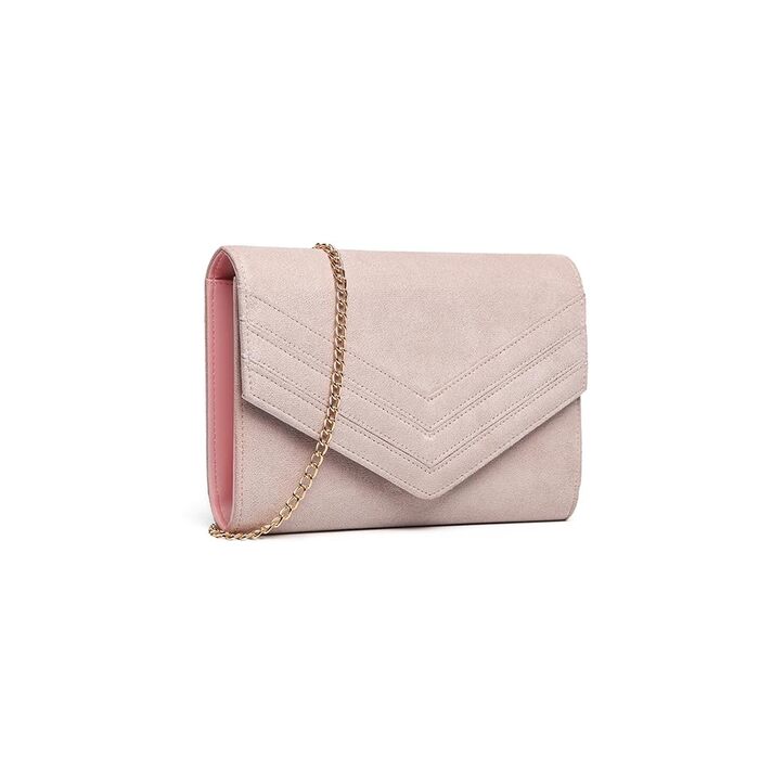 Вечірній жіночий клатч-конверт Miss Lulu з ланцюжком для весіль та вечірок, рожевий