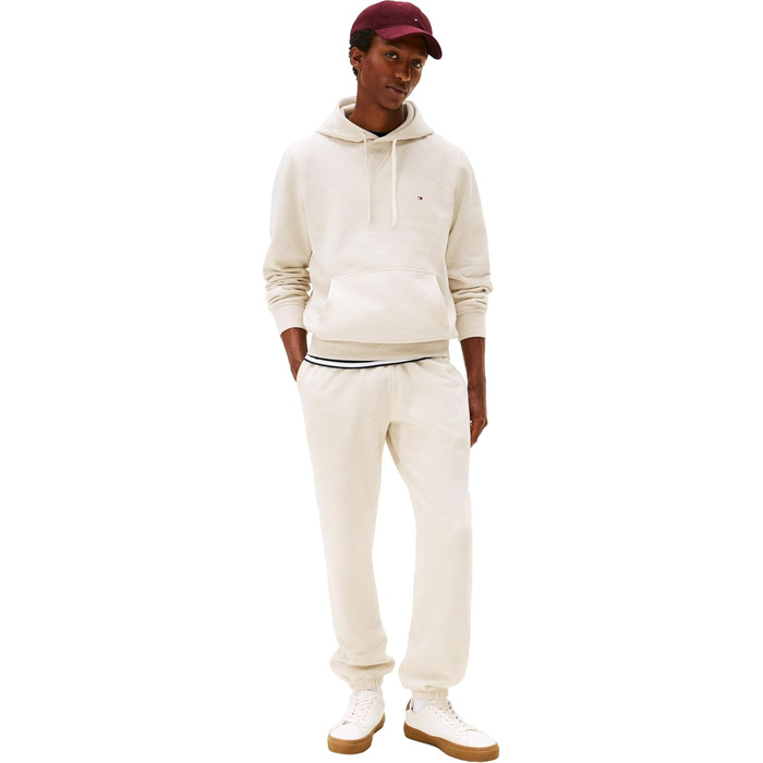 Чоловічий худі Tommy Hilfiger Seasonal Fleece з кишенею-кенгуру, бежевий (Heathered Oatmilk), розмір XXL