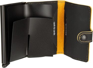 Компактний гаманець-кардхолдер Secrid Miniwallet Matte для жінок та чоловіків, чорно-охристий (10.2 x 6.5 x 2.1 см)