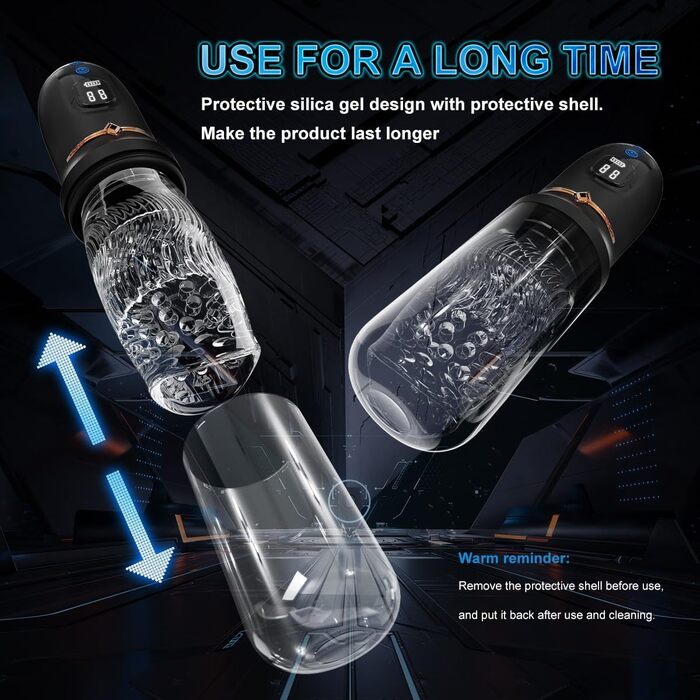 Електричний масажер для чоловіків, пеніс-насос з 5 режимами телескопічної дії, 5 режимами обертання та 10 режимами вібрації, чорний