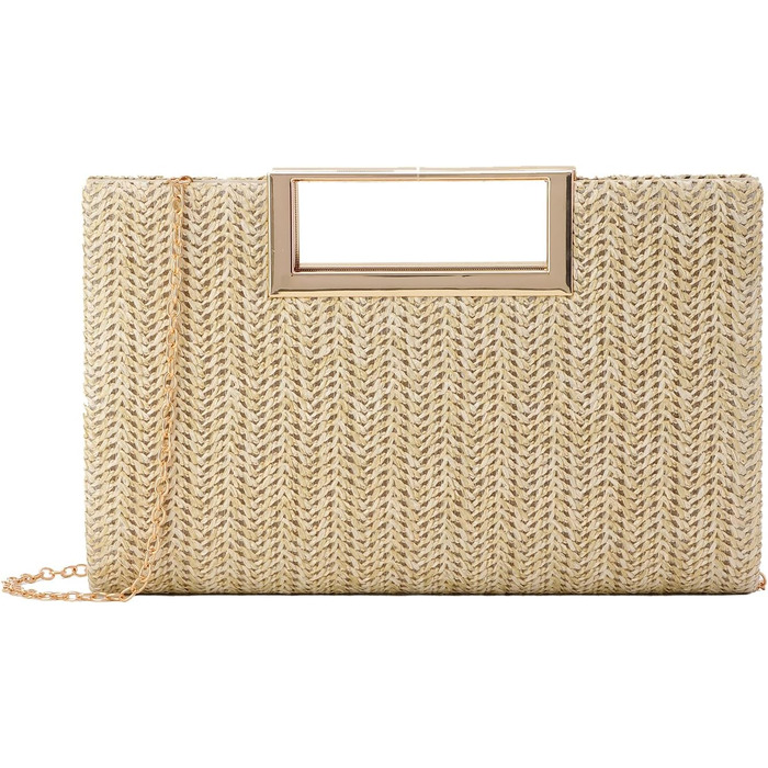 Жіночий соломий clutch-клатч EVEOUT: плетена літня сумка через плече для вечірок, весіль та відпустки (натуральний колір)
