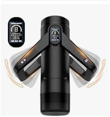 Інтимна іграшка для чоловіків Eanatoys з 9 вібраціями, телескопічною функцією, 3D-реалістичною вагіною та LCD-дисплеєм. Чорний колір