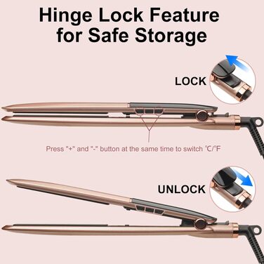 Випрямляч для волосся UNOBEY Ceramic Straight 2 в 1 для гладкого та блискучого волосся, керамічний стайлер для випрямлення та завивки, 150°C-230°C, антифриз ефект, колір рожеве золото