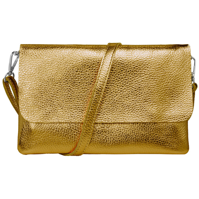 Жіночий шкіряний клатч-сумка через плече Caspar Elegante Classic Line, модель №835, Італія (Bronze Metallic)