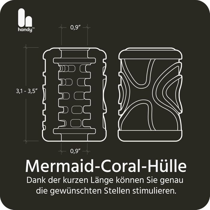 Масажер для чоловіків The Handy Mermaid - Колекція русалки, з рельєфною поверхнею, для реалістичної стимуляції, 12,5–13,5 см H x 2,1–2,6 см ø (Кораловий)