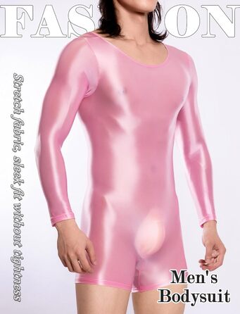 Чоловічий боді з довгим рукавом AIEOE (Рожевий, M) – блискучий, з довгим рукавом