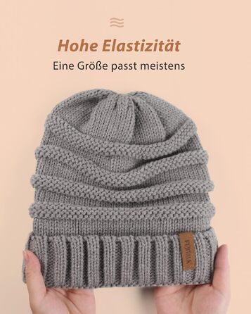 Жіноча зимова шапка-біні FURTALK: в'язана шапка Slouch Beanie у стилі street style, м'яка груба в'язка, сіра (один розмір)