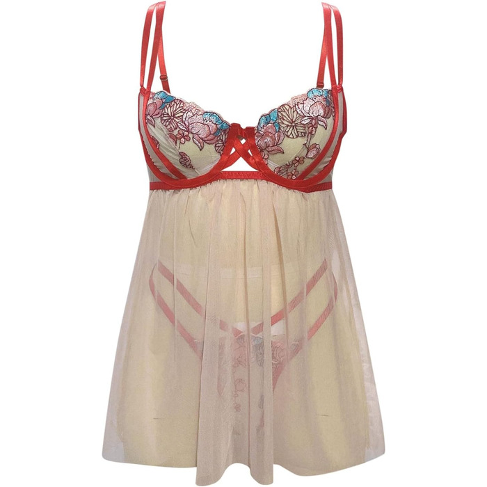 Сексуальна спідня білизна для жінок: комплект, нічна сорочка-бабідол, мереживна спідня білизна, нічне вбрання з V-подібним вирізом, еротична піжама з G-стрінгом, червона спідня білизна для дорослих, костюм для косплею, подарунок на День святого Валентина