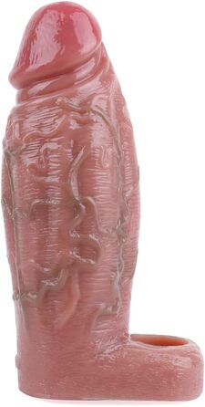 Реалістична пеніс-манжета з потовщеним мошонковим кільцем для збільшення пеніса та затримки еякуляції. Секс-іграшка для чоловіків. Реалістичний колір шкіри.