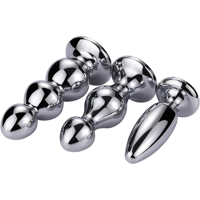 Анальний плагін з нержавіючої сталі з трьома перлами для масажу простати та сексуальних ігор. Підходить для чоловіків, жінок та пар.