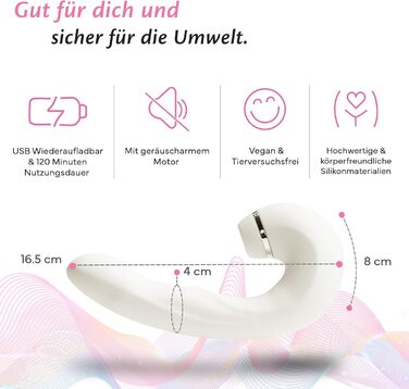 Вібратор для жінок Fae Vibration 3в1 - стимулятор G-точки та клітора з функцією масажу, вакуумної стимуляції та вібрації. Перезаряджуваний силіконовий секс-іграшка, Thrive, Whisper White