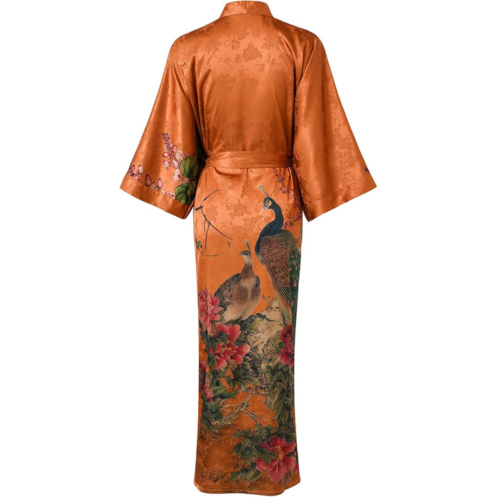 Жіночий халат Ledamon з квітковим принтом - довгий, класичний халат/піжама (один розмір, золотистий)