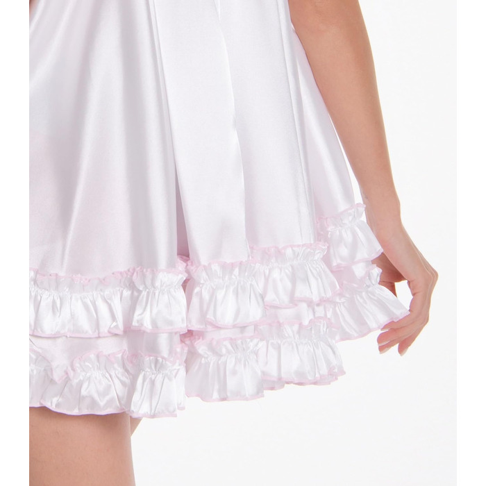 Сукня-бабочка Satini Dessous з мереживом та рюшами, стиль Negligee, для косплею та кросдресу (XL, Білий)