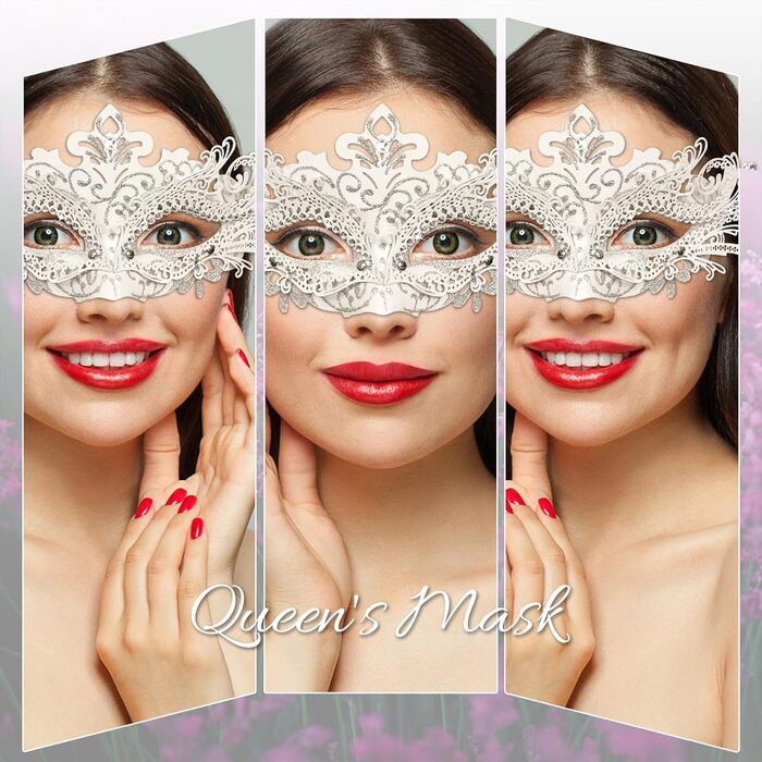 Маска Венеціанська Goenb для жінок, карнавальна маска, маска Фантома Опери, сексуальна маска кажана для Хелловіну, карнавалу, косплею (білий/розкішний сад)