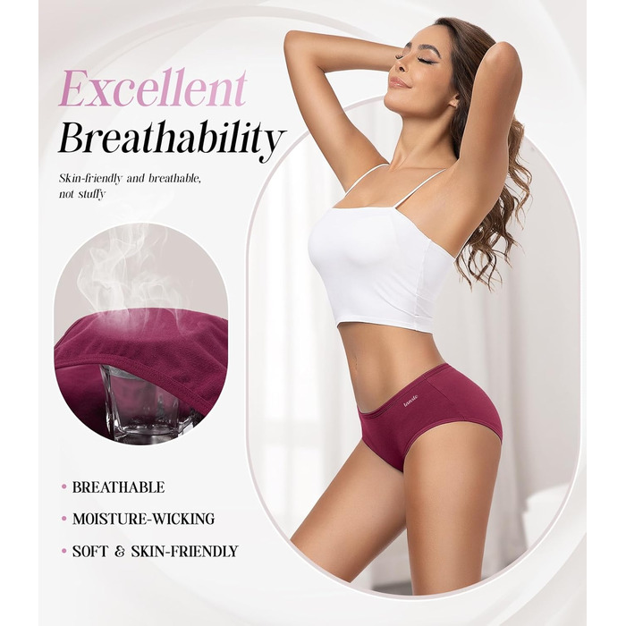 Танстц (TANSTC) жіночі труси-сліпи з бавовни, 6 шт. в упаковці, низька талія, еластичні, дихаючі, XS