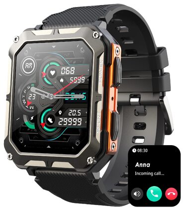 Тактичний смарт-годинник для чоловіків Military Watch: водонепроникний IP68, 1.83
