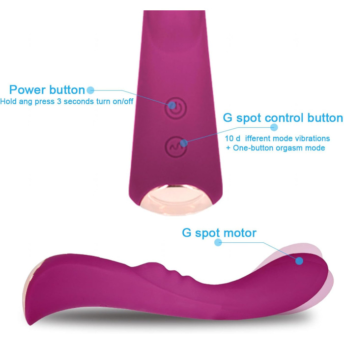 Вібратор Rabbit для стимуляції G-точки та клітора, 10 режимів, червоний