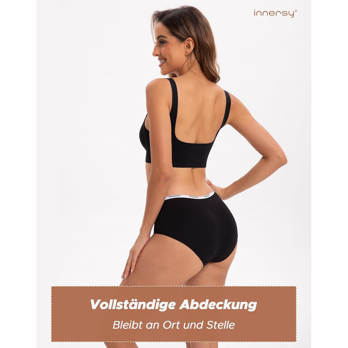 Сліпепи жіночі бавовняні INNERSY, комплект 6 шт, трусики-хіпстер, зручні, розмір M, темно-кольорові