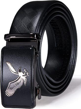 Чоловічий шкіряний ремінь Barry.Wang з автоматичною пряжкою (Black Brown Gold Bee), 130 см — класичний бізнес-подарунковий набір