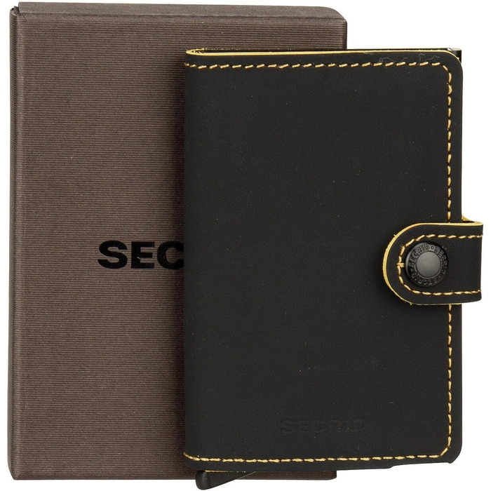 Компактний гаманець-кардхолдер Secrid Miniwallet Matte для жінок та чоловіків, чорно-охристий (10.2 x 6.5 x 2.1 см)