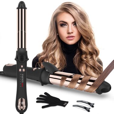 Автоматичний плойка-стайлер для волосся PARWIN PRO BEAUTY 32мм, ротаційний завивач з нано-титановим покриттям та LCD-дисплеєм, 120-210°C