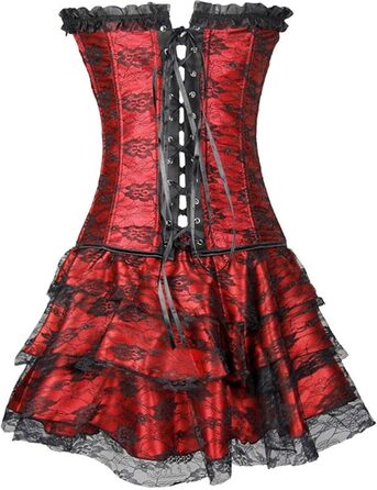 Корсет жіночий з кісточками Overbust, бюстєльє, корсаж, талія, тренажер для талії, формувач талії, топ корсаж, вінтажний, зелений (червоний, XXL)