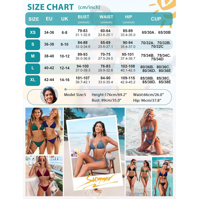 Бікіні Triangel Daen з золотими перлами, топ-халтер з пом'якшувачами та трусики-стрінг на зав'язки (Небесно-блакитний, XS)