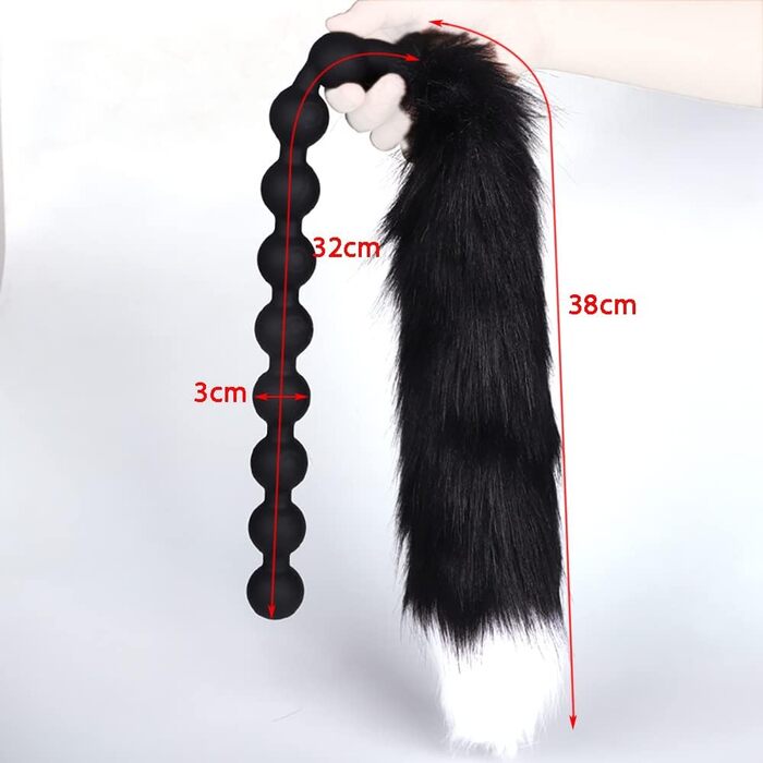 Анальні кульки з силікону NAIXBTY Foxtail: 9 кульок, гнучкі, для стимуляції, силікон, золото+чорний