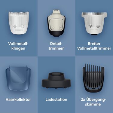 Тример для бороди Philips Beardtrimmer 7000 серії BT7670/15: самозаточувальні металеві леза, 40 налаштувань довжини, технологія BeardSense, водонепроникний, з зарядним пристроєм