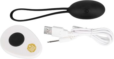 Vibro-яйце LUST Love Ball: 10 режимів вібрації, стимуляція, м'яка поверхня, з петлею, чорний