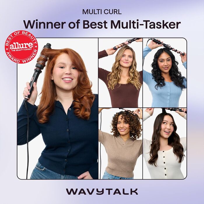 Мультистайлер для волосся 5-в-1 Wavytalk: плойка для великих та малих кучерів, термощітка та 4 насадки (13–32 мм), 150–210 °C, рожевий