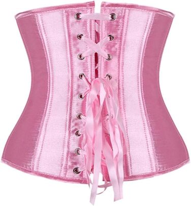 Корсет під груди SZIVYSHI Waspie Cincher з 14 спіральними сталевими кістками, 5-рівнева застібка, рожевий (XS) для готики, стімпанку та косплею