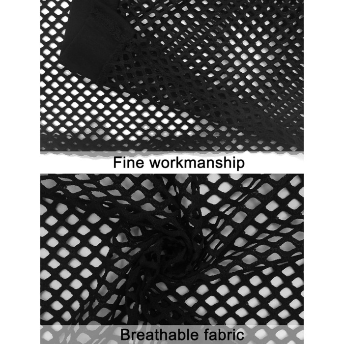 Чоловіча прозора блуза з довгим рукавом Panegy, мереживна сорочка, сітчаста, облягаюча, чорна, розмір L