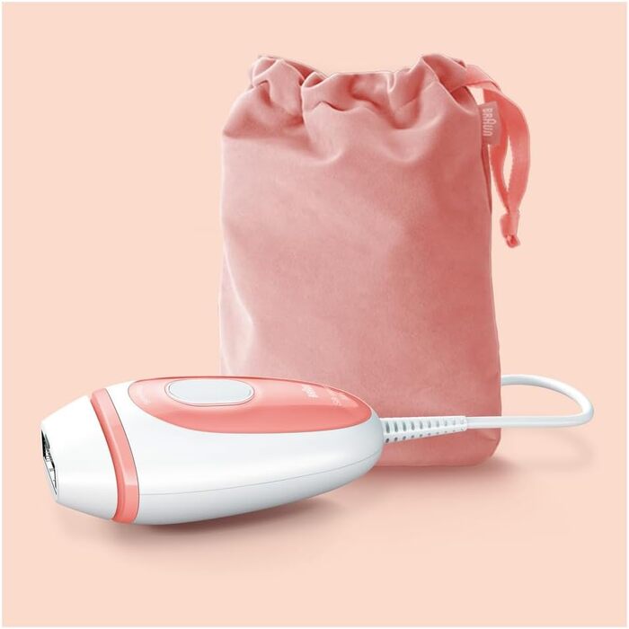 Фотоепілятор Braun Silk-expert Pro Mini PL1014 для жінок, компактний пристрій для видалення волосся з дорожньою сумкою, білий/рожевий