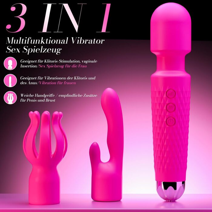 Вібратор жіночий з насадками та режимами для пар Rosenrot: стимулятор клітора, масажер простати, інтимний аксесуар