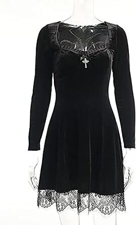 Чорне вечірнє сукня-ліхтарик з вирізками, міді, готичний стиль, сукня з довгим рукавом, розмір XXL