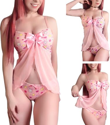 Нічна сорочка-комбінезон LittleForBig з мереживом, рожева, 4XL