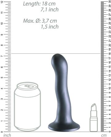 Вагінальний дildo з присоском, ультрам'який, вигнутий, для стимуляції G-точки, 17 см, Gun Metal