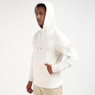Чоловіча толстовка-худі Calvin Klein Badge з капюшоном, колір Ivory (білий), розмір XXS