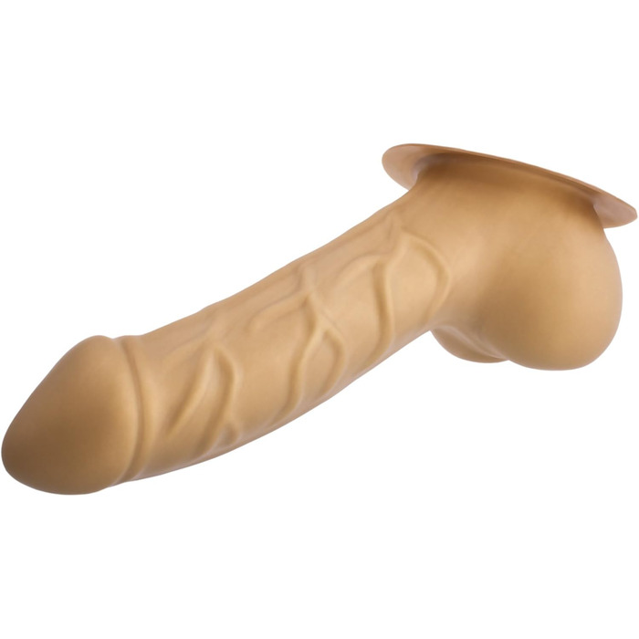 Латексний пеніс-чохол Carlos Schaftlänge 15см, золото, з основою для прикріплення до латексу - реалістичний пеніс-сleeve з великим мошонкою та виразною головкою. Зроблено в Німеччині.
