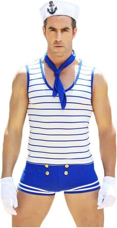 Костюм для чоловіків BlueSpace, сексуальний косплей, уніформа для рольових ігор, спідня білизна для вечірок на Хелловін, білий/розкішний сад