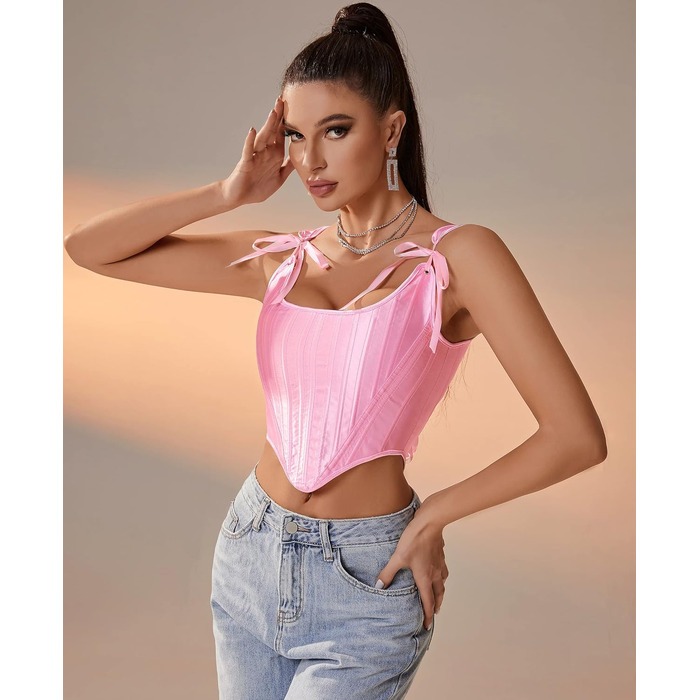 Корсет жіночий Dreay вінтажний, асиметричний, з шнурівкою, бюстгальтер, шорти для фігури, рожевий S