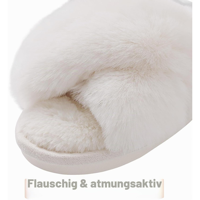 Жіночі плюшеві капці Evshine з ефектом пам'яті (Memory Foam), відкриті пальці, білі, розмір 40/41 EU